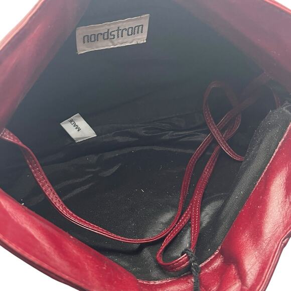 Vintage Nordstrom Clutch Purse Handbag Maroon Leather Made in Brazil 1970s 80s - Picture 7 of 9